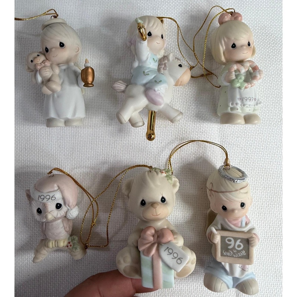 Precious Moments Enesco Christmas Ornaments Lot of 6 Vintage 1994-1997 Boxed